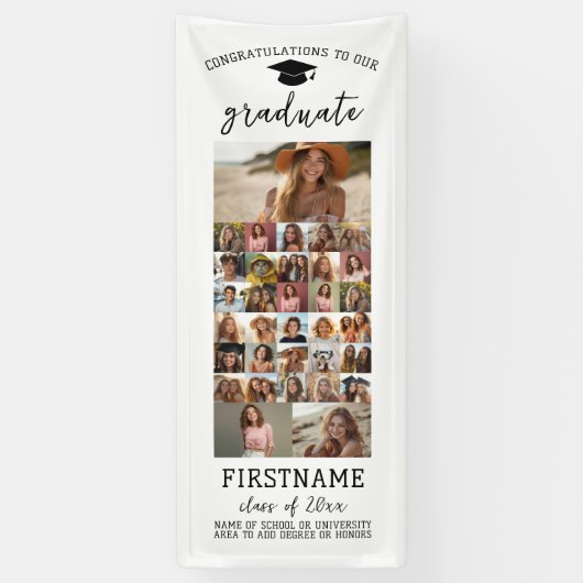 33 Foto - Afstuderen Modern Minimal White Spandoek (Verticaal)