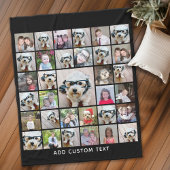 33 Foto Collage Modern Square Layout Black Faux Fleece Deken