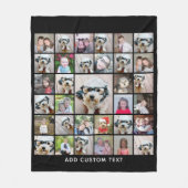 33 Foto Collage Modern Square Layout Black Faux Fleece Deken (Voorkant)