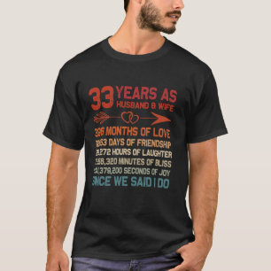 33 jaar als echtgenote vrouw 33e Jubileum cadeau v T-shirt