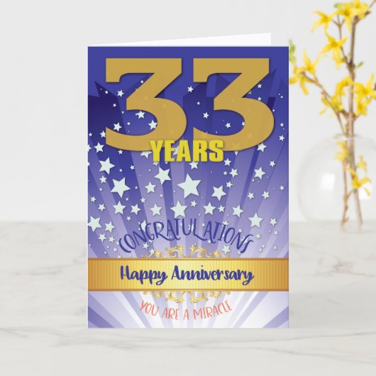 33 jaar herstel Jubileum vet cijfer Kaart (Gele Bloem)