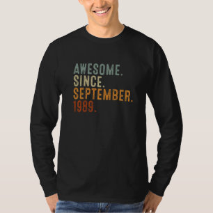 33 jaar oud Geweldige sinds september 1989 33e BI T-shirt