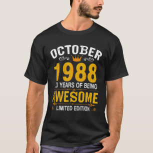 33 jaar oud oktober 1988 33rd Birthday Gi T-shirt