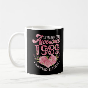 33 jaar oud roze cadeau 1989 dag 33th Birth Koffiemok