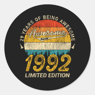 33 jaar oude Bday Retro Geweldige 33ste verjaardag Ronde Sticker
