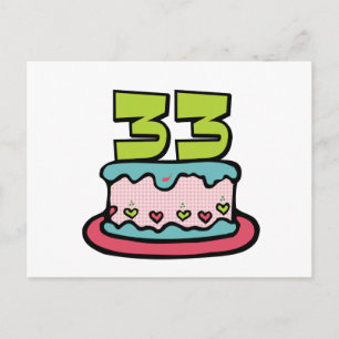 33 jaar oude Birthday Cake Briefkaart