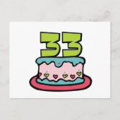 33 jaar oude Birthday Cake Briefkaart (Voorkant)