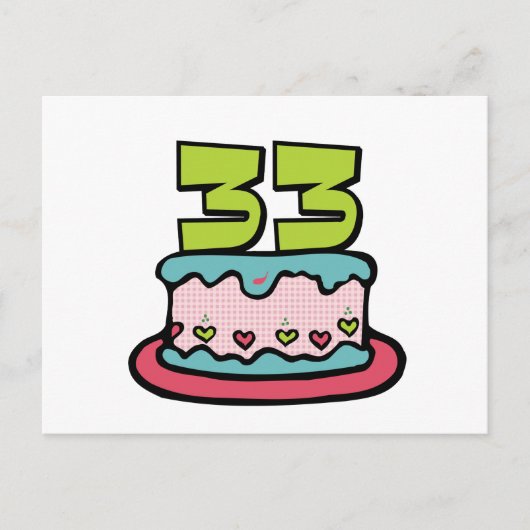 33 jaar oude Birthday Cake Briefkaart (Voorkant)
