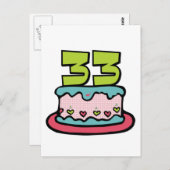 33 jaar oude Birthday Cake Briefkaart (Voorkant / Achterkant)
