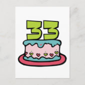 33 jaar oude Birthday Cake Briefkaart (Voorkant)
