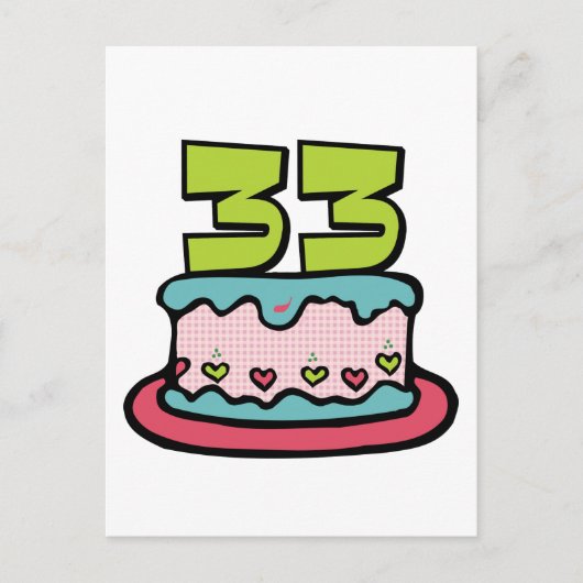 33 jaar oude Birthday Cake Briefkaart (Voorkant)