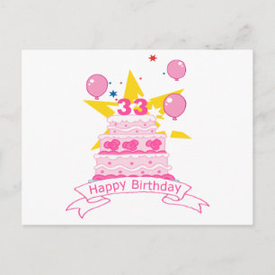 33 jaar oude Birthday Cake Briefkaart
