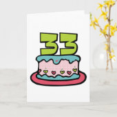 33 jaar oude Birthday Cake Kaart (Gele Bloem)