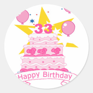 33 jaar oude Birthday Cake Ronde Sticker