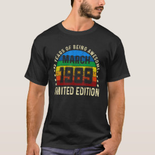 33 jaar Oude dag maart 1989 33e verjaardag T-shirt