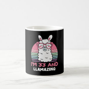 33 jaar oude dag op dag met 33e verjaardag Llama Koffiemok