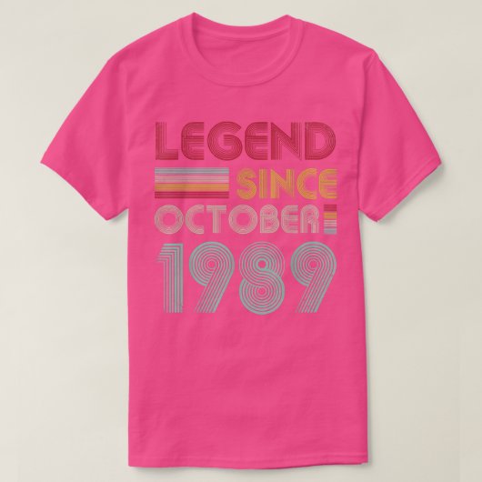 33 jaar oude geschenken sinds oktober 1989 33e t-shirt (Design voorkant)