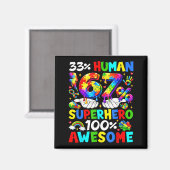 33 Mens 67 Superheld Autisme Bewustzijn Grappige M Magneet (Voorkant / Achterkant)