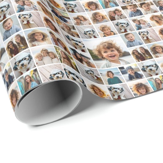 33 Photo Collage Moderne Vierkante Layout Wit Cadeaupapier (Rol Hoek)