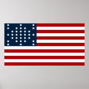33 Star Fort Sumter American Civil War Flag Poster