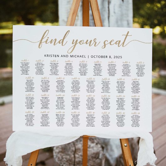 33 Tafels Vind je stoel zitplaats Chart Plan Poster