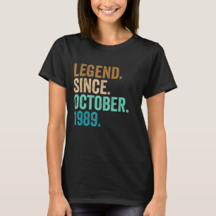 33 Years Old Legend Since October 1989 33rd Birth T-shirt