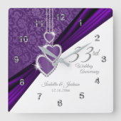 33e Amethyst Paars Wedding Jubileum Keepslag Vierkante Klok (Voorkant)