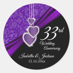 33e Amethyst Wedding Jubileum Design Ronde Sticker