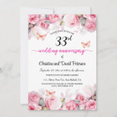 33e bruiloft Jubileum Elegante Blush Rozen Kaart (Voorkant)
