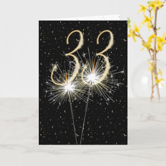33e bruiloft-sparklers kaart (Gele Bloem)