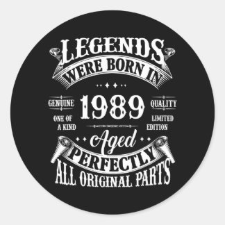 33e geboortedag T-shirt legenda geboren in 1989 3 Ronde Sticker