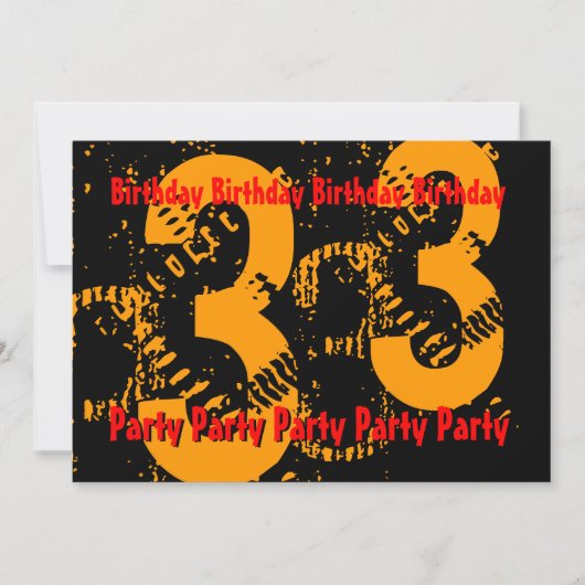 33e Gold Red Black Birthday PartyTemplate Kaart (Voorkant)