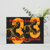 33e Gold Red Black Birthday PartyTemplate Kaart (Staand voorkant)