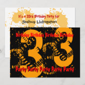 33e Gold Red Black Birthday PartyTemplate Kaart (Voorkant / Achterkant)