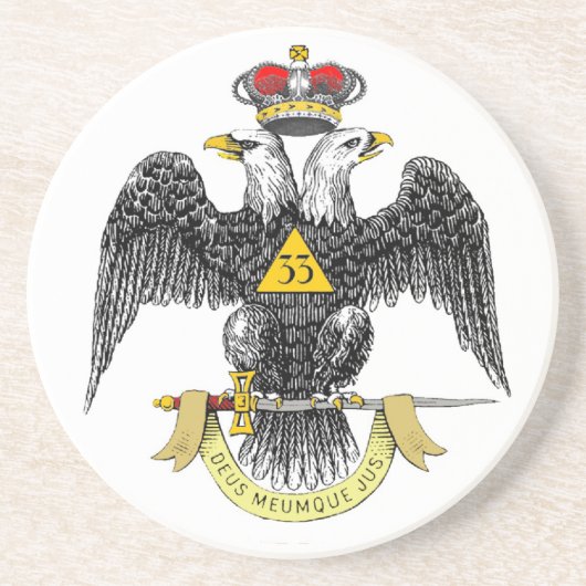 33e graads Scottish Rite Black Eagle Zandsteen Onderzetter (Voorkant)