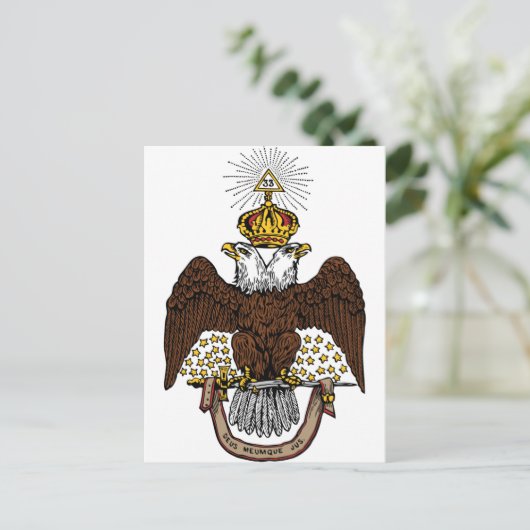 33e graads Scottish Rite Brown Eagle Briefkaart (Staand voorkant)