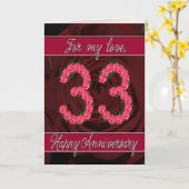 33e jubileumkaart met rozen en bladeren kaart (Gele Bloem)