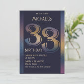 33e paarse en gouden verjaardag kaart (Staand voorkant)