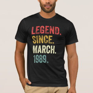 33e verjaardag 33 jaar oude leggende sinds maart 1 t-shirt