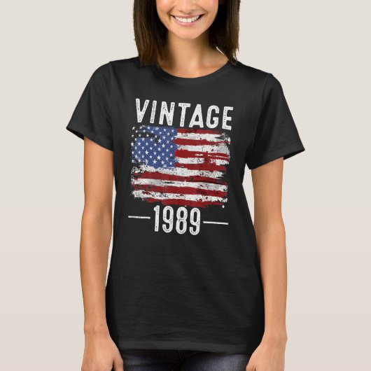33e verjaardag Amerikaanse vlag  vlag 1989 T-shirt (Voorkant)