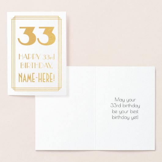 33e verjaardag: Art Deco Geïnspireerde look "33" e Folie Kaarten (Display)