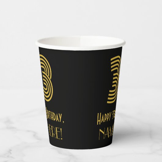 33e verjaardag: Art Deco Geïnspireerde look "33" e Papieren Bekers (Links)