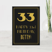 33e verjaardag ~ Art Deco geïnspireerde look "33" Kaart (Voorkant)