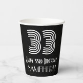 33e verjaardag — Art Deco Geïnspireerde look "33"  Papieren Bekers (Achterkant)