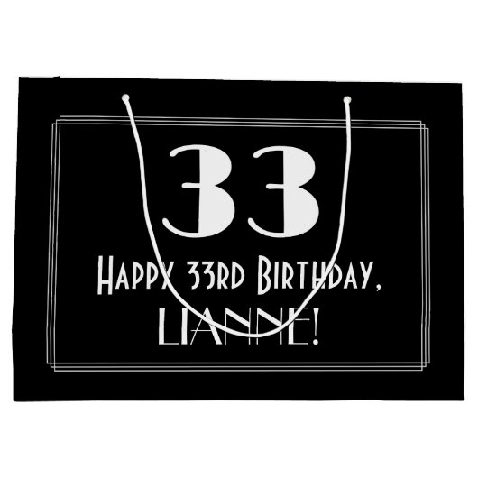 33e verjaardag: Art Deco geïnspireerde stijl "33", Groot Cadeauzakje (Achterkant)