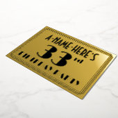 33e verjaardag — Art Deco look "33" + Naam Folie Uitnodiging (Gedraaid)