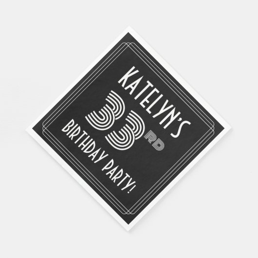 33e verjaardag: Art Deco Style + aangepaste naam Servet (Hoek)