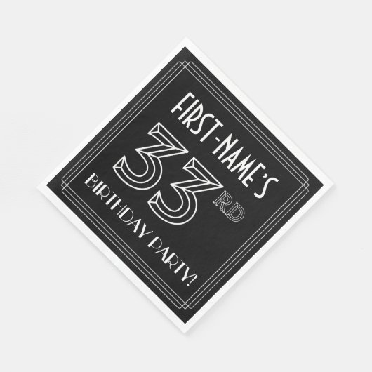 33e verjaardag: Art Deco Style + aangepaste naam Servet (Hoek)