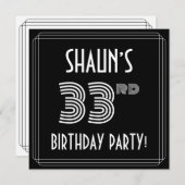 33e verjaardag: Art Deco Style met aangepaste naam Kaart (Voorkant / Achterkant)