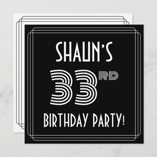 33e verjaardag: Art Deco Style met aangepaste naam Kaart (Voorkant / Achterkant)